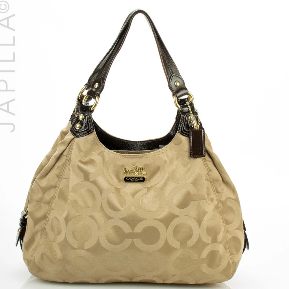Coach Madison Op Art Sateen Maggie Shoulder Bag pre - owned